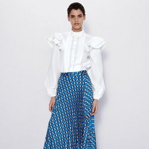 Zara Ruffled Poplin Blouse